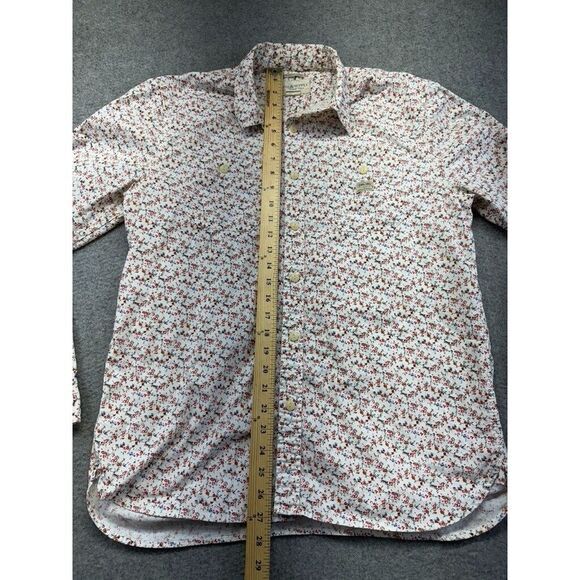 Ralph Lauren Mens Large Shirt Top White Red Floral Button Collar Cotton Casual - Picture 6 of 9